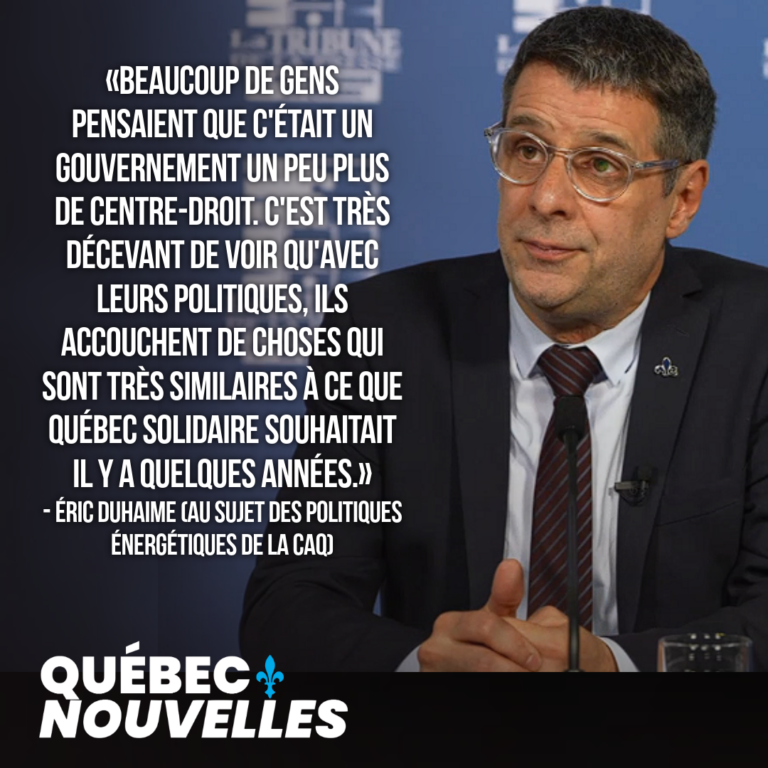 "C'est très paradoxal, les politiques énergétiques du gouvernement à l'heure actuelle" - Éric Duhaime