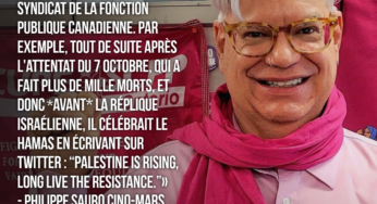 Le vice-président du Syndicat de la fonction publique canadienne, qui affichait un support décomplexé aux terroristes du Hamas, refuse toujours de démissionner